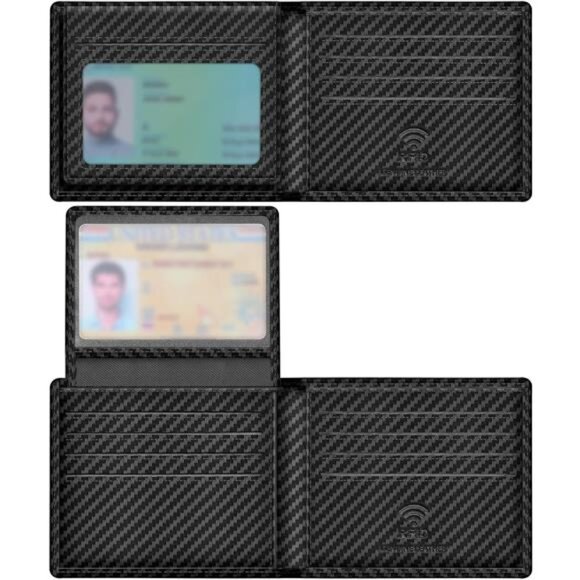 Genuine Leather Wallet for Men Carbon Black - Picture 1 of 6